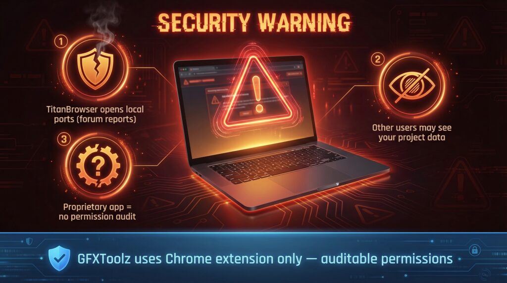 GroupBuySEOTools TitanBrowser security concerns vs GFXToolz Chrome extension safety