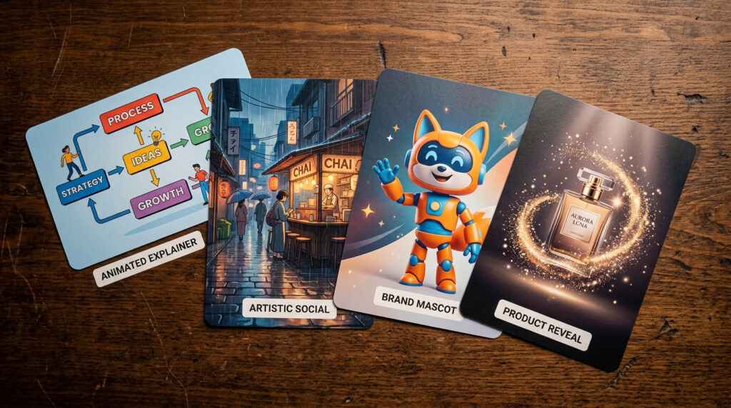 4 video types wan 2.2 AI video does best — explainer mascot artistic product reveal 2026