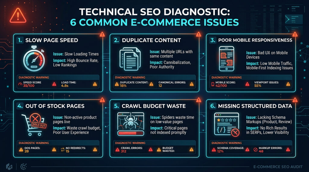 ecommerce technical seo audit 2026 — common issues hurting online store rankings India