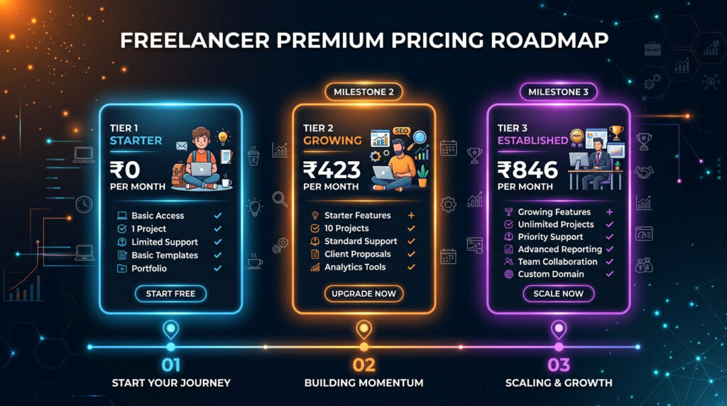 freelancer seo toolkit 3 budget tiers — free 423 rupees 846 rupees per month options