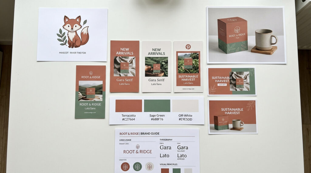 GFXToolz AI tools brand identity kit project — mascot packaging social templates in 65 minutes