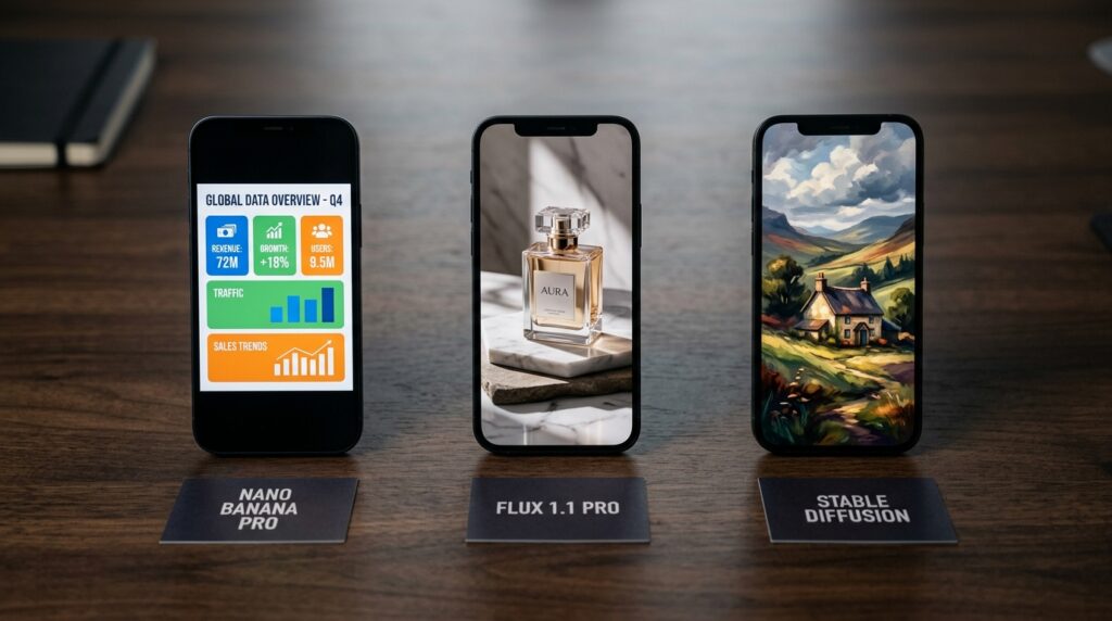 GFXToolz AI Studio image models — Nano Banana Pro vs Flux 1.1 Pro vs Stable Diffusion comparison