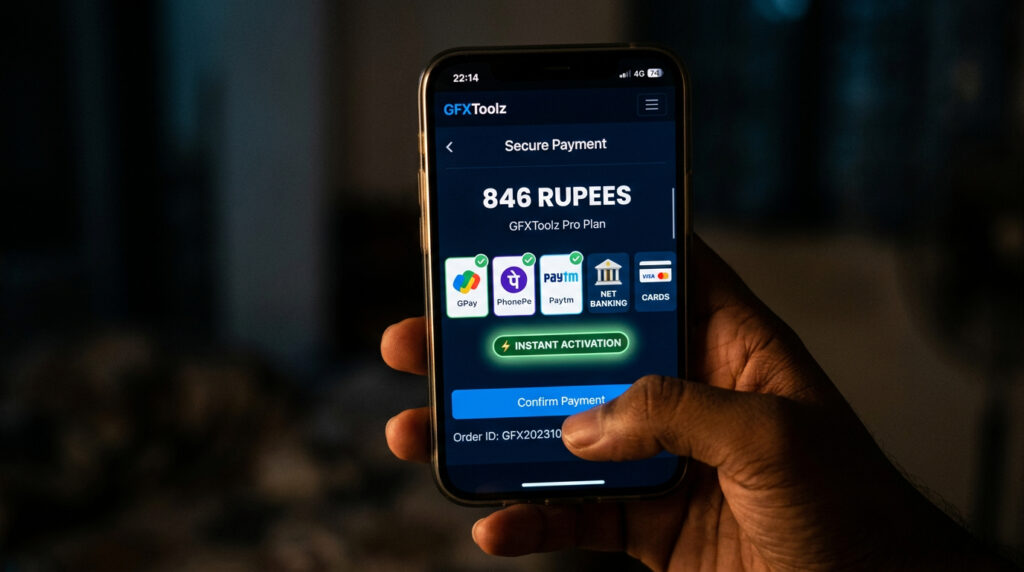GFXToolz pricing payment methods India — UPI Google Pay Paytm PhonePe net banking cards