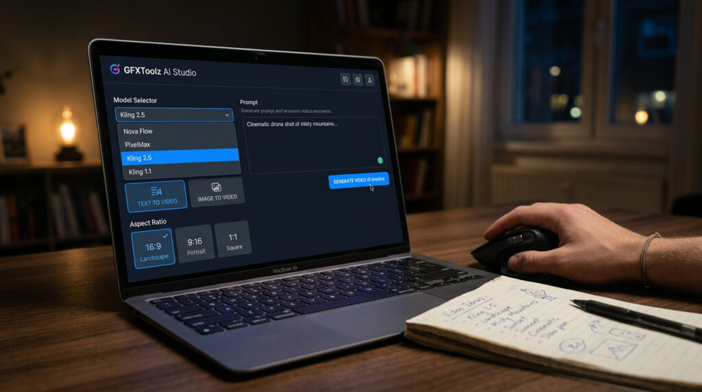 how to use kling AI video generator on GFXToolz — step by step access guide 2026