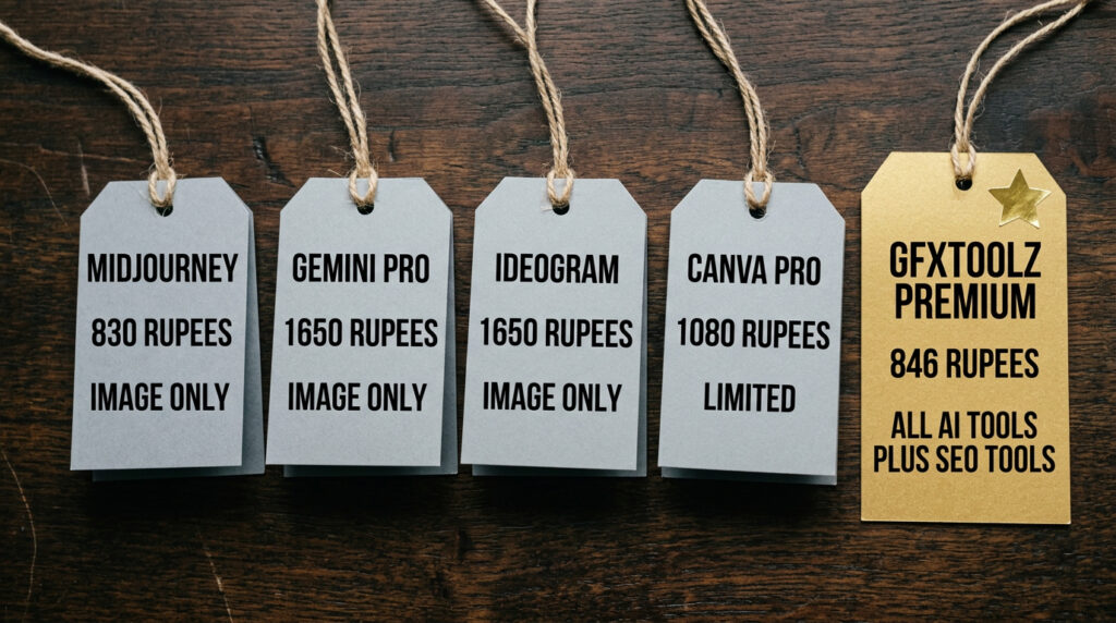 nano banana AI image generator cost comparison India 2026 — GFXToolz vs Midjourney Gemini