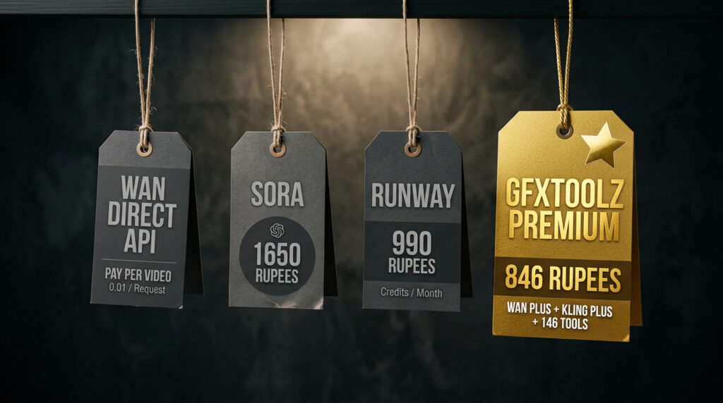 wan 2.2 AI video cost comparison India 2026 — GFXToolz vs Sora vs Runway pricing