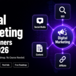 Digital marketing for beginners in India 2026 — a free step-by-step roadmap covering SEO, social media, paid ads, content, email and affiliate channels, with tools from GFXToolz